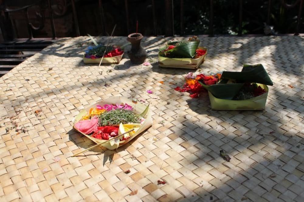 Hindu offerings out the front of a local store