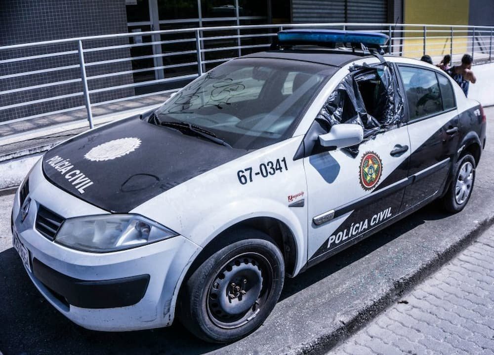 Vandalized police car