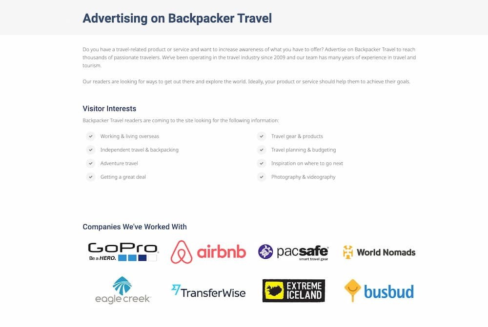 Advertising on Backpacker Travel | Backpacker Travel