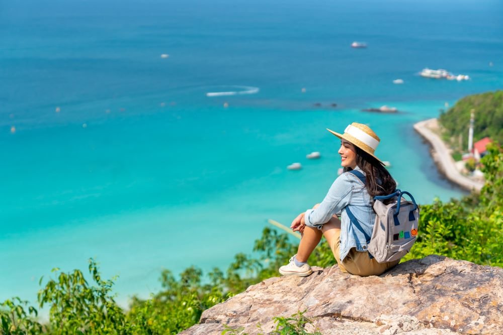 Looking over the azure waters