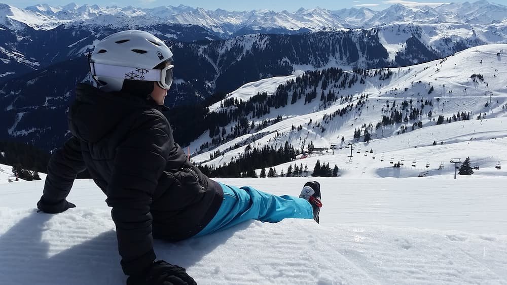 Boy with ski helmet