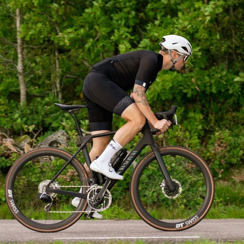 A rider wearing all black