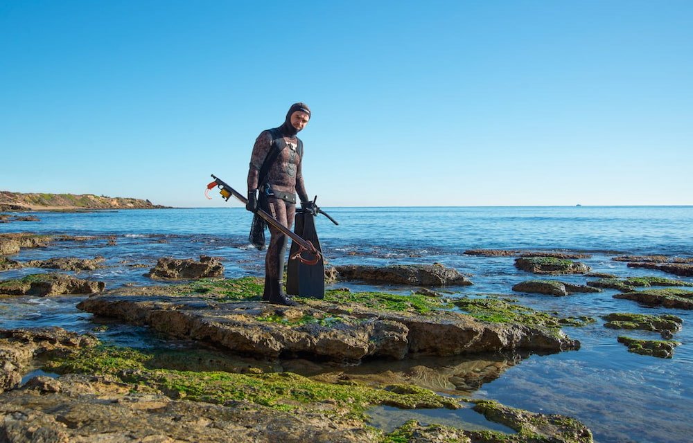 A man ready to go spearfishing