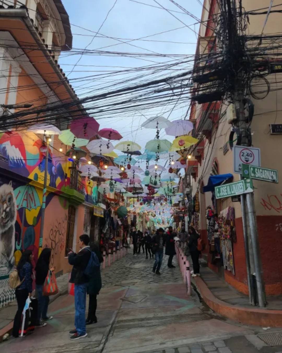 Colorful Umbrella Street in La Paz